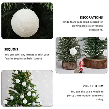 12ШТ Моделиране на снежната топка Висулка Бяла Коледна Топка Занаят Полистирен Топки Гладки И Кръгли Полистирен Топки за Коледна Украса