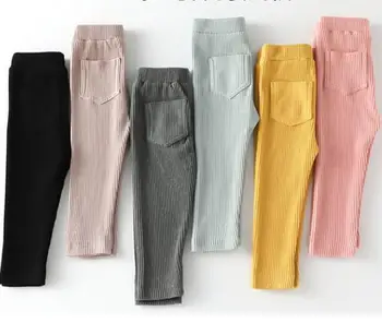 Момичета Шарени Гамаши 2020 Пролет и есен Панталони Детски Памучни Джобни Големи долните Детски Панталони