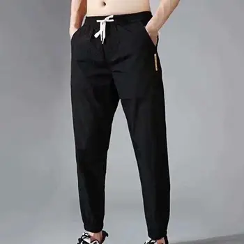 Мъжки Пътеки Ежедневни Панталони, Мъжки Панталони Плътен цвят Drawstring Лято Глезена Вързани Джобове на Панталони Мъжки Спортни Дрехи Спортни дрехи Streetwea