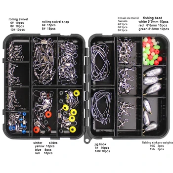 GOOSHING 160pcs/Box Fishing Accessories Kit Комплект С Кутията на Риболовни Принадлежности на Риболовен Печат Geary Завъртането Капаче Кука на Кука Pesca Isca