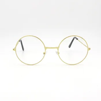1 БР Старомодни Кръгли Очила, Прозрачни Лещи Мода Злато Кръгла Метална Рамка Очила, Оптични Мъже, Жени Очила Рамка Фалшиви Очила