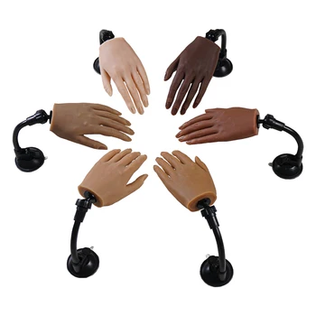 Силиконов маникюр Training Hand Фалшива Ръка с Група Гъвкав маникюр Display Stand Practice Model Ноктите Инструмент
