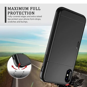 Калъфи за телефони за iPhone 11 Pro Max SE 2020 Case Slide Armor Портфейла Card Holder Cover For iPhone XR XS X MAX 7 8 6 6S Plus 5 5S