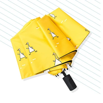 MLGB Cartoon Duck Sunny Rainy Umbrella Fashion Automatic Women Umbrella Ветрозащитный Три Сгъваеми Стоманени чадър