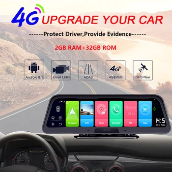 WHEXUNE 4G Car DVR ADAS Android Smart rearview mirror navigation Video Recorder автомобилен видеорекордер с две камери Remote APP Monitor 1080