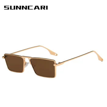 Реколта Steampunk Слънчеви Очила Мъжете 2021 Ретро Метални Квадратни Очила Модната Марка Слънчеви Очила Малък Стил Нюанси За жени