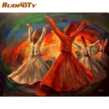 RUOPOTY Painting By Numbers Комплекти For Adults HandPainted Four Dancing Girl Figure Picture By Number Сам Gift For Adults Wall Pain