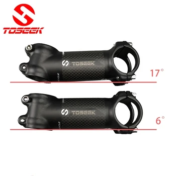 TOSEEK 31.8 Mountain Bike Stemes Carbon 6/17degrees Short Stem Гланц/Matte Bicycle Handlebar Sterm 60-120mm мтб prower Accesories