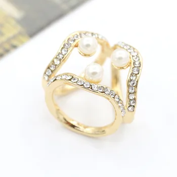 Нов Три пръстена Имитация на Перли Шал Притежателя Шал, Брошка Клипове Бижута Подарък Синтетичен Скъпоценен Камък Имитация на Перли Бижута