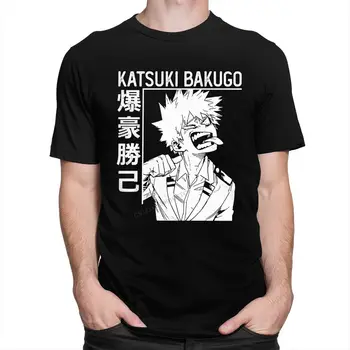 Смешни Мъжете Katsuki Bakugo Boku No Hero Academia Тениска Памук Аниме Camisas Hombre Manga All Might Тениски Camisas Върховете