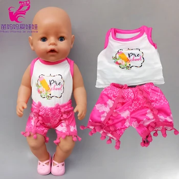 облекло за кукли лятна жилетка къси панталони за новородени кукла 18 инча момиче, тениски и сака