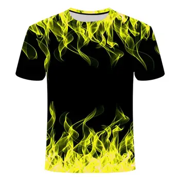 най-високо качество модерен продажба на Мъжки Нова Лятна тениска С Кръгло Деколте Къс Ръкав зелен Син червен виолетов Пламък 3D Печатни Топ