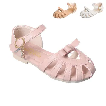 Детски Модни Сандали за момичета, Деца Леки Летни Кожени Сандали със затворени пръсти Принцеса Плоски Обувки Първите уокър #21-36