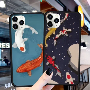 Remazy Луксозният Японски Lucky Fish Калъф за телефон iPhone XR XS MAX 11 Pro SE 2020 X 7 8 Plus 6s Твърд Силиконов Матов Калъф Fundas