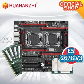 HUANANZHI X99 T8D X99 дънна Платка Intel Dual with Intel XEON E5 2678 V3*2 with 4*8GB DDR3 RECC memory combo kit set NVME NGFF