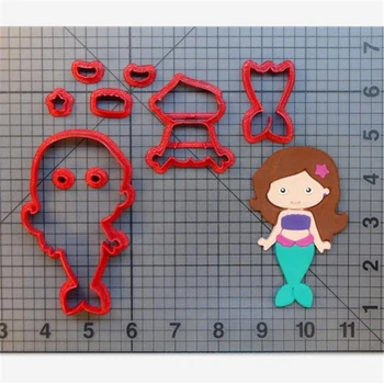 Baby Mermaid Бисквитки Кухня Baking Доставки САМ Cake Icing Decoration Kit 3D Printed Custom Seal