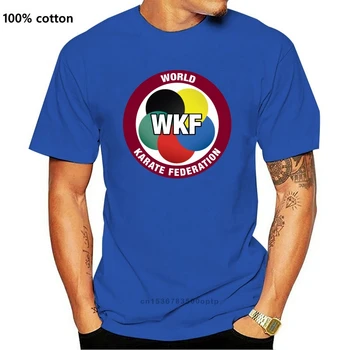 Нов Wkf World Karate Federation Логото на Мъжете Бяла Тениска Размер на Гсм Xl 2xl 3xl Черни Младежи Вечерни Ризи