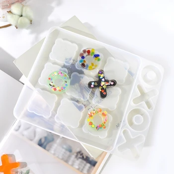 Small Tic Tac Toe Molds Resin for Casting Small O X Board Game Silicone Мухъл САМ Занаятите Classic Board Family Games Molds