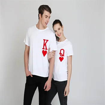 Q и K сърцето на червено ЛОГО мъжки и дамски тениска памук ежедневни забавна тениска подаръци за дами и приятелки топ ризи