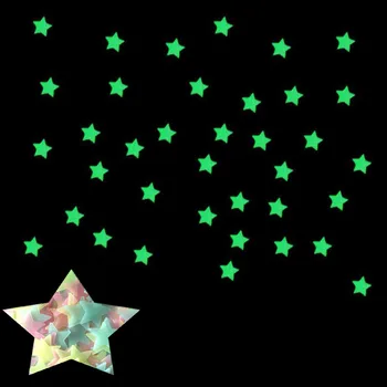 100ШТ 3D Звезда и Луната Устройство за съхранение на енергия Флуоресцентное Светят В тъмното Сияние на Стената Етикети за Детска Стая хол Стикер