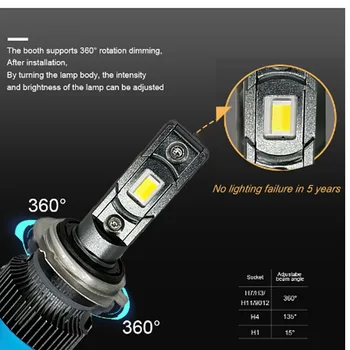 Niters Tri-color LED Car Headlight H7, H1 H4 H11 9005 9006 9012 H8 Foglight 6000K 3000k 4300K All in one Bulbe автомобилни фарове