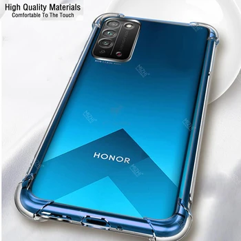 прозрачен силиконов калъф за телефон huawei honor x10 9a 9x 10x case on 9 a x 10 honorx10 устойчив на удари-мек tpu clear покритие на корпуса
