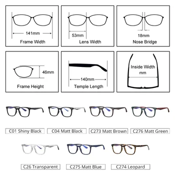 Ralferty Ретро Мъжки слънчеви Очила Рамки TR90 Квадратни Очила без Рамки Мъжки 0 Диоптъра, Прозрачни Лещи Против Синя Светлина Очила D2322