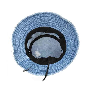 2021 нов Измити Деним Купол Топ Слънцето Кофа Шапки Панама Дамски Летни шапки с Широка периферия Сгъваем Открит Пътуване Анти-UV Плажен качулка