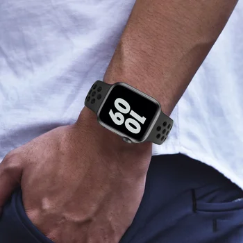 Силиконов ремък за Apple Watch Band 44 мм 40 мм 42 мм, 38 мм и Дишаща спортен гривна Apple watchbands за iWatch series 6 5 4 3 se