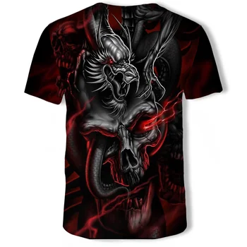 2021 New 3D skull t-shirt Punk rock festival t shirt Men Printed Casual Tshirt O Neck Hip Hop Short Sleeve Plus-Size streetwear