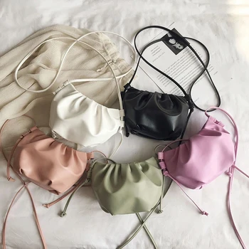 Дамска чанта 2020 Пролет Нова Мода Малка Куриерска Чанта Бонбони Мека Дизайнерска Марка Рамото Crossbody Чанта Fold Cloud Clutch Bag