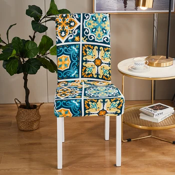 Boho стил на печатни участък покриване на стол за трапезария офис банкетна стол протектор еластичен материал на кутията столове