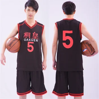 Аниме Kuroko no Basket Basuke Cosplay GAKUEN Училищни униформи Aomine Daiki Баскетбол Джърси Спортна Тениска къси Панталони Костюм Набор от