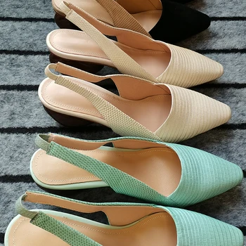 2021 Дамски сандали от естествена кожа обувки плюс размер 22-26, 5 см дамски летни обувки от овча кожа гущери на висок ток странен стил помпи
