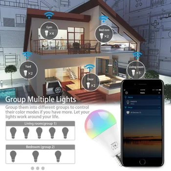 1/2/3шт Гласово Управление 7 W RGB Smart Light Bulb Dimmable E27 WiFi LED Lamp AC 110V 220V Работа С Алекса Google Assistant
