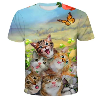 Момчетата и момичетата от модна тениска 3D cat pattern тениска лятна тениска с къси ръкави 2021 нов Pokemon бърза доставка