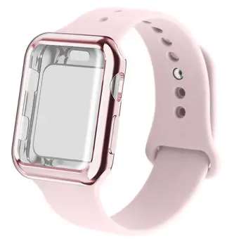 Калъф+силиконова лента за apple watch серия 6 SE 5 4 3 iwatch band 42 мм 38 bacelet каишка за часовник каишка за apple watch band 44 мм 40 мм