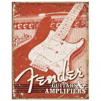 Fender Headstock Metal Tin Sign Studio Strat Stratocaster Китара Бас Музика Tin Sign 8x12 см
