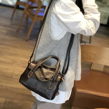 дамска чанта за през рамото от естествена кожа Crossbody чанта с Двойна светкавица дамски чанти меки кожени чанти, дамски чанти Bolsas Feminina