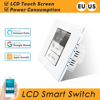 4 В 1 Smart Home Switch Wifi LCD Smart Wall Light Switch Консумация на енергия R2Max L8-HS 1/2 / 3gang Лампа Завеса на Сцената Ключ