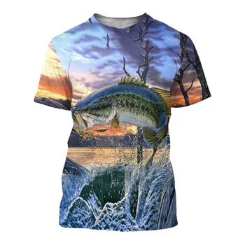 Градинска Дрехи Лято Нов Мъжки Женски Риболов Шаран 3D Печат Тениска Лятна мода С Къс Ръкав Harajuku Тениска Унисекс