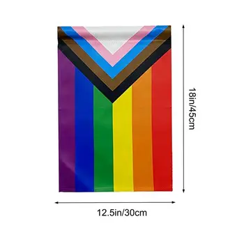 Flaglink Progress Support Gay Pride Flag 30x45cm LGBT Общността Rainbow Flag Garden Decor Окачен Флаг Закрит и Открит Интериор