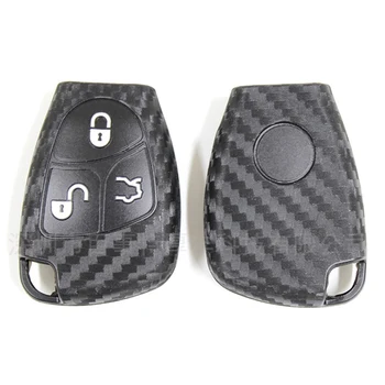 Калъф за ключове за Mercedes Benz W204 W124 W202 W203 W210 W211 Car Carbon fiber силиконова защитно покритие