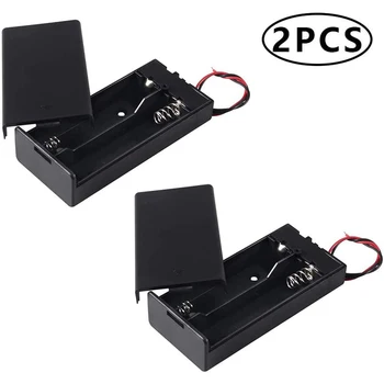 2Pcs18650 Battery Storage Case 2 Slots x 3.7 V for 2x18650 Batteries Holder Container Box with ON/Off Leads and Switch