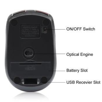 2.4 GHz Безжична Мишка с Регулируема DPI Мишка С 6 Бутона Оптична Детска Мишката Геймър Безжична Мишка с USB приемник за вашия Компютър