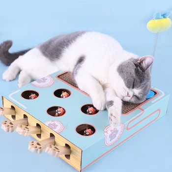 Забавна Играчка За Котки Обръщател Топка Cat Scratch Board Кръгла Дървесина Хартия Обръщател Мелница Round Multi Holes Grind Claw Training