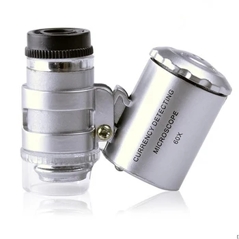 Tragbare Mini Greifen 60 x Mikroskop Handheld Lupe Lupe UV Licht Wahrung Detektor Juwelier Lupe Mit LED Licht