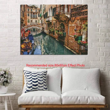 Пълна Квадратна/Кръгла Бормашина 5D САМ Диамантена Живопис Пейзаж Малък град в Венеция Италия кръст Бод 5D Home Decor Подарък