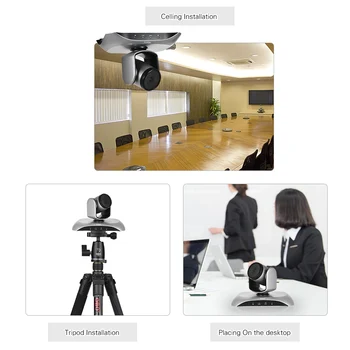 Aibecy 1080P HD Conference Camera USB Plug & Play 3X Zoom 360° Ротация с Дистанционно Управление, захранващ Адаптер за видео конферентна връзка