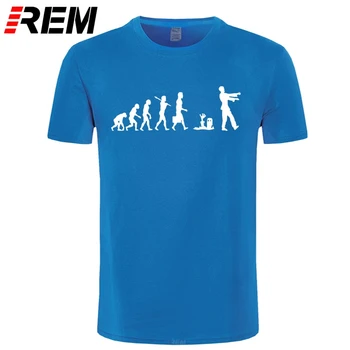 REM Високо Качество на Мъжки дрехи Zombie Evolution Тениска Смешни Зомбита Тениска Fun Camisetas Памук С Къс Ръкав Тениска с Върховете на Тениски